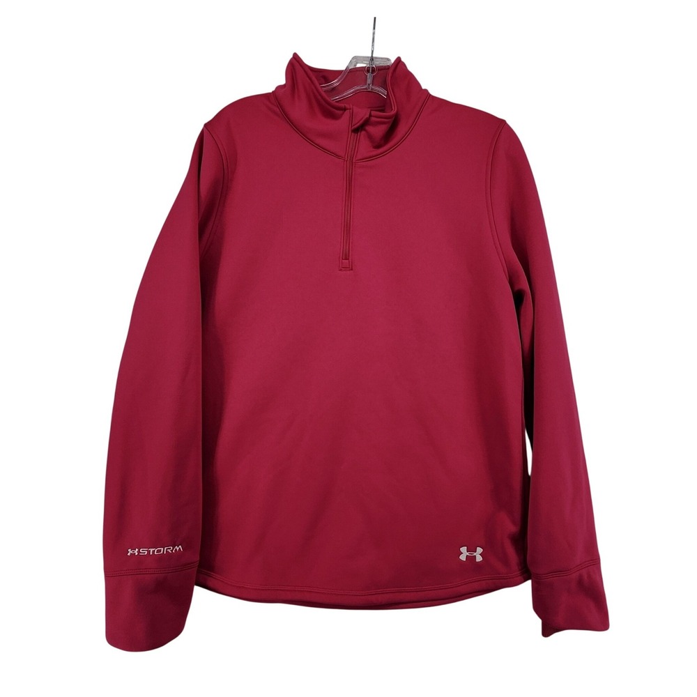 Under Armour LG Pink Storm Quarter Zip Fleece Pullover Activewear Running Jacket